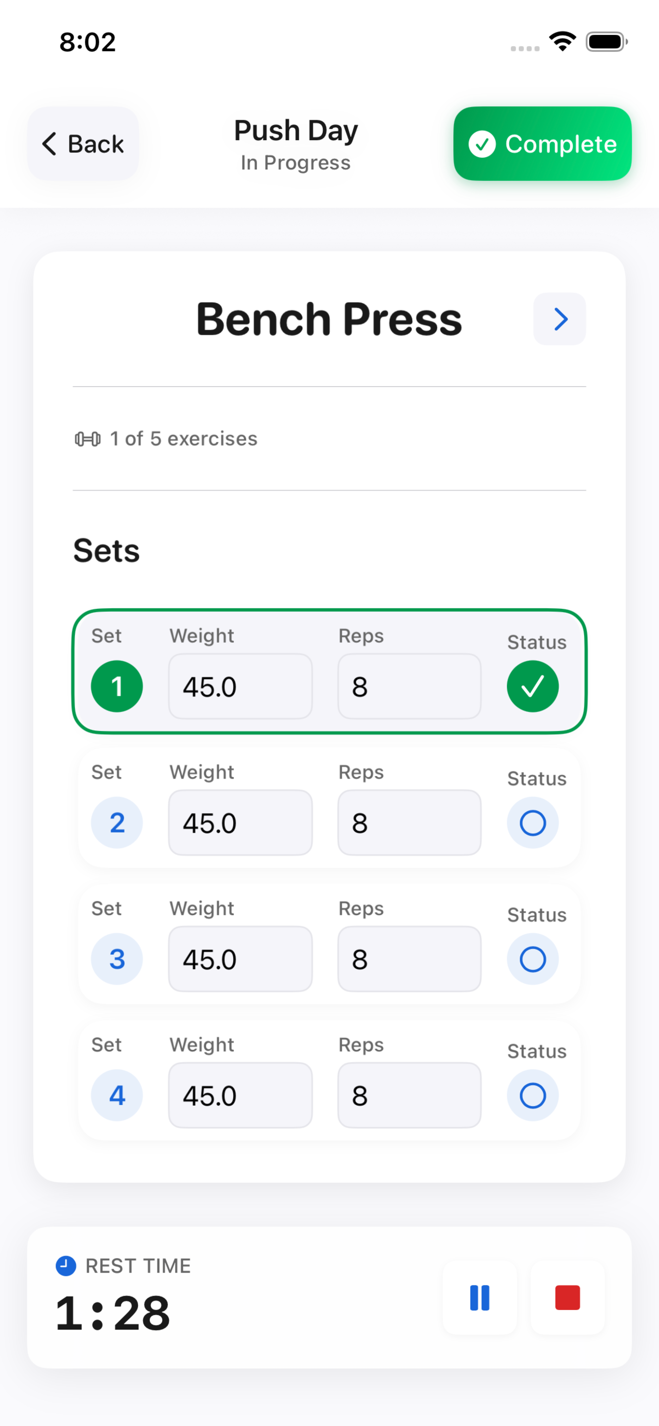 FlexLift live workout tracking